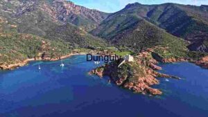 At Home Coastal Elegance: Aerial View of a Serene Mediterranean Cove