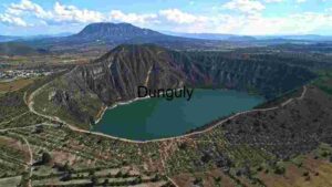 At Home Aerial View of a Volcanic Crater Lake