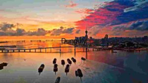 At Home Sunset Over Coastal Metropolis