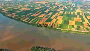 At Home Aerial View of Patchwork Farmland by the River