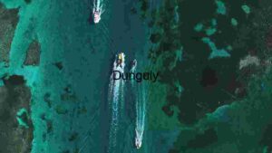 At Home Aquatic Adventure: Aerial View of Jet Skiing in Turquoise Waters