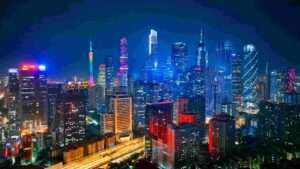 At Home Vibrant Metropolis: A Nighttime Cityscape
