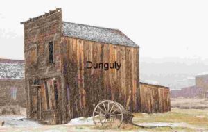 Abandoned Wooden Building in Snowy Landscape