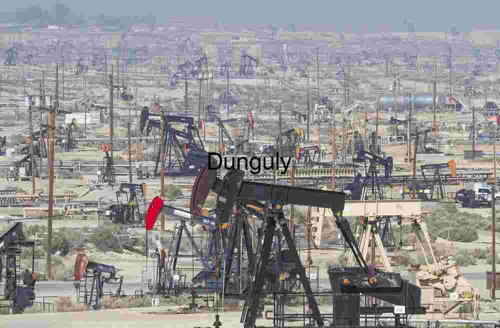 A dense landscape of nodding donkeys along the Eastern backroad to Carrizo Plains N.M. Endless Extraction: The Machinery of Oil Fields