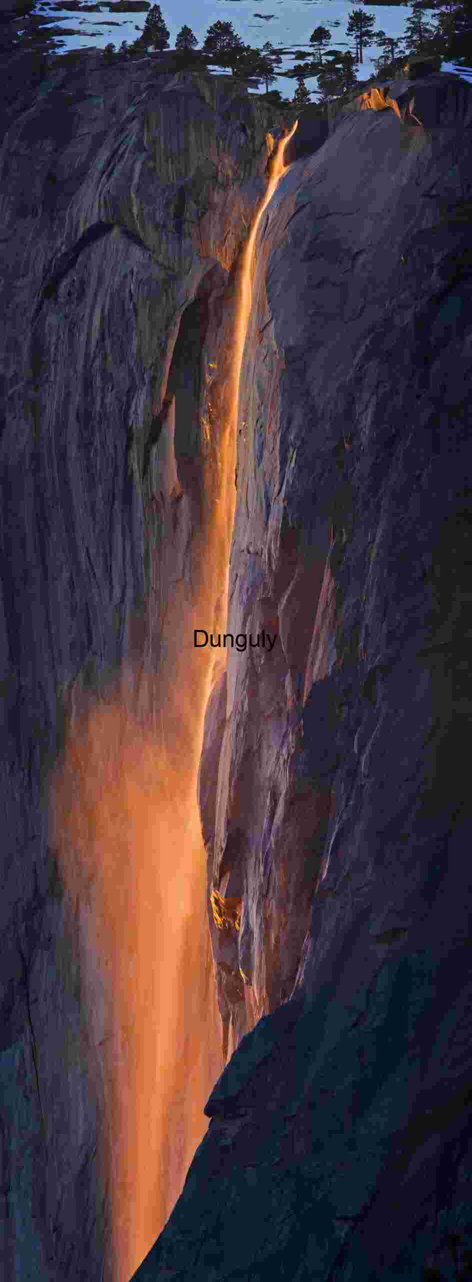 Horsetail Fall, at sunset Yosemite Firefall: Horsetail Fall Glowing at Sunset