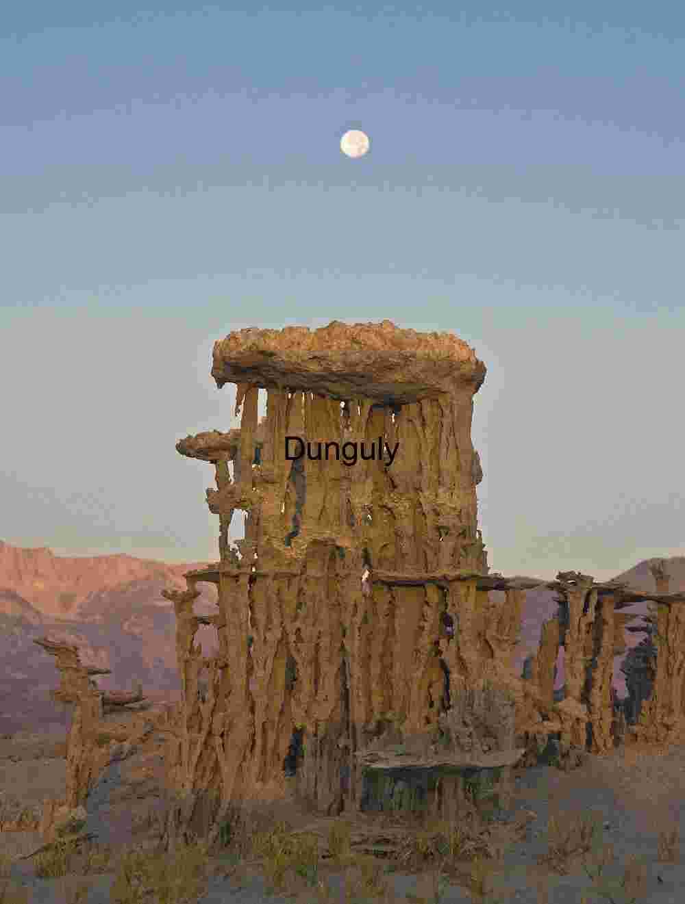 Mono Lake, moonset over sand tufa Twilight Moonrise Over Mono Lake’s Tufa Spires