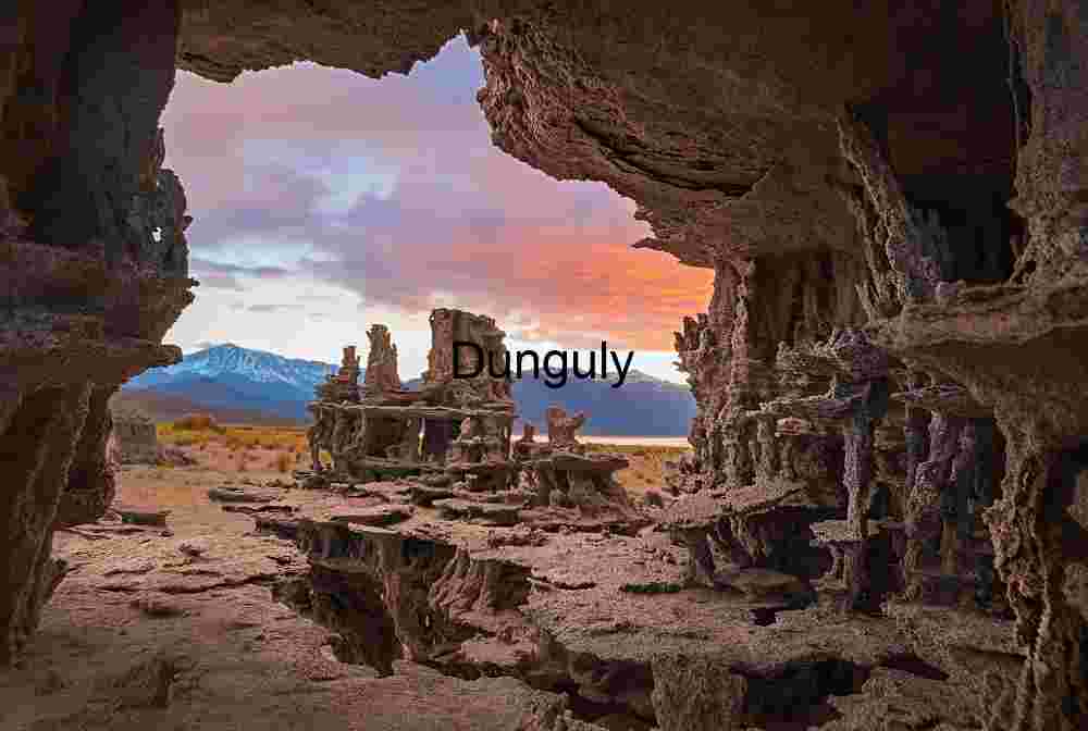 Sunset sky through the 'Mark Adamus' sand tufa cave, Mono Lake Through the Towers: Sunset Framed by Mono Lake’s Tufa Labyrinth
