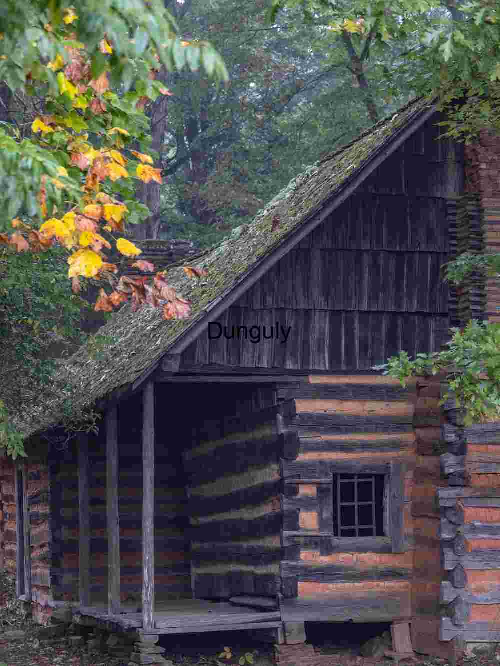 Log Cabin detail; John C. Campbell Folk School Historic Log Cabin End View | John C. Campbell Folk School