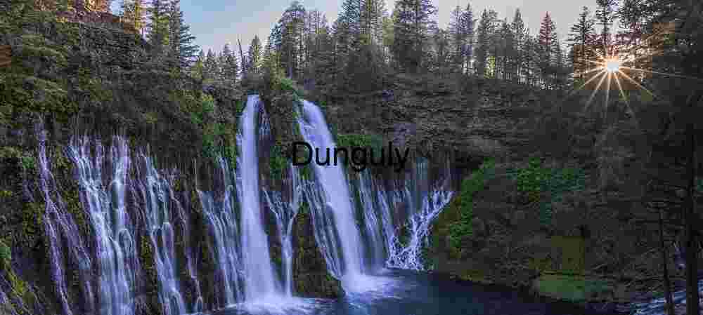 McBurney Falls with sunstar Close - McBurney Falls Detail Abstract - Cascading Water Moss