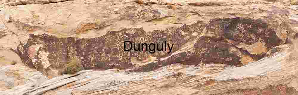 Petroglyph panel above the dam, Ancient Petroglyph Panel in Desert Rock Cliff Art