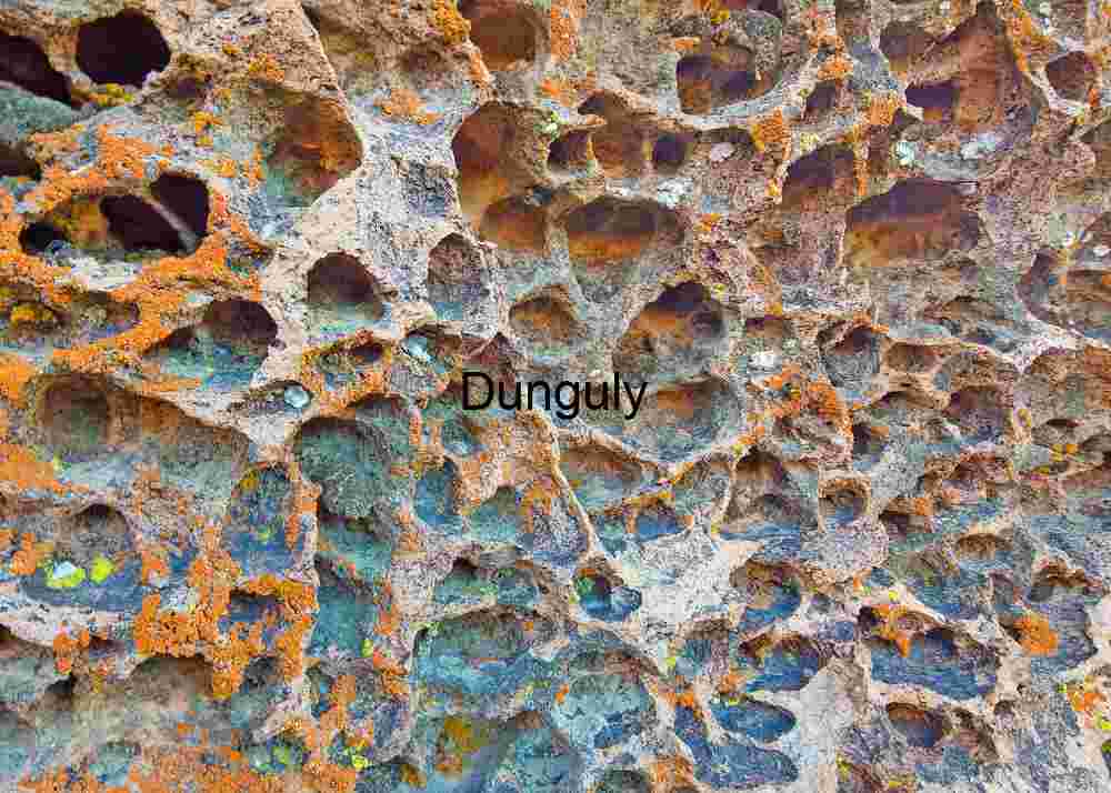 Swiss cheese rock and lichen patterns #1; Suspended Glass Spheres Blue Sky Modern Abstract Art