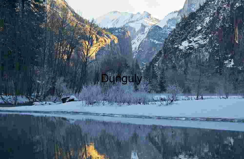Yosemite Valley, Winter sunrise Frosty Yosemite Valley Winter Sunrise Reflection Landscape