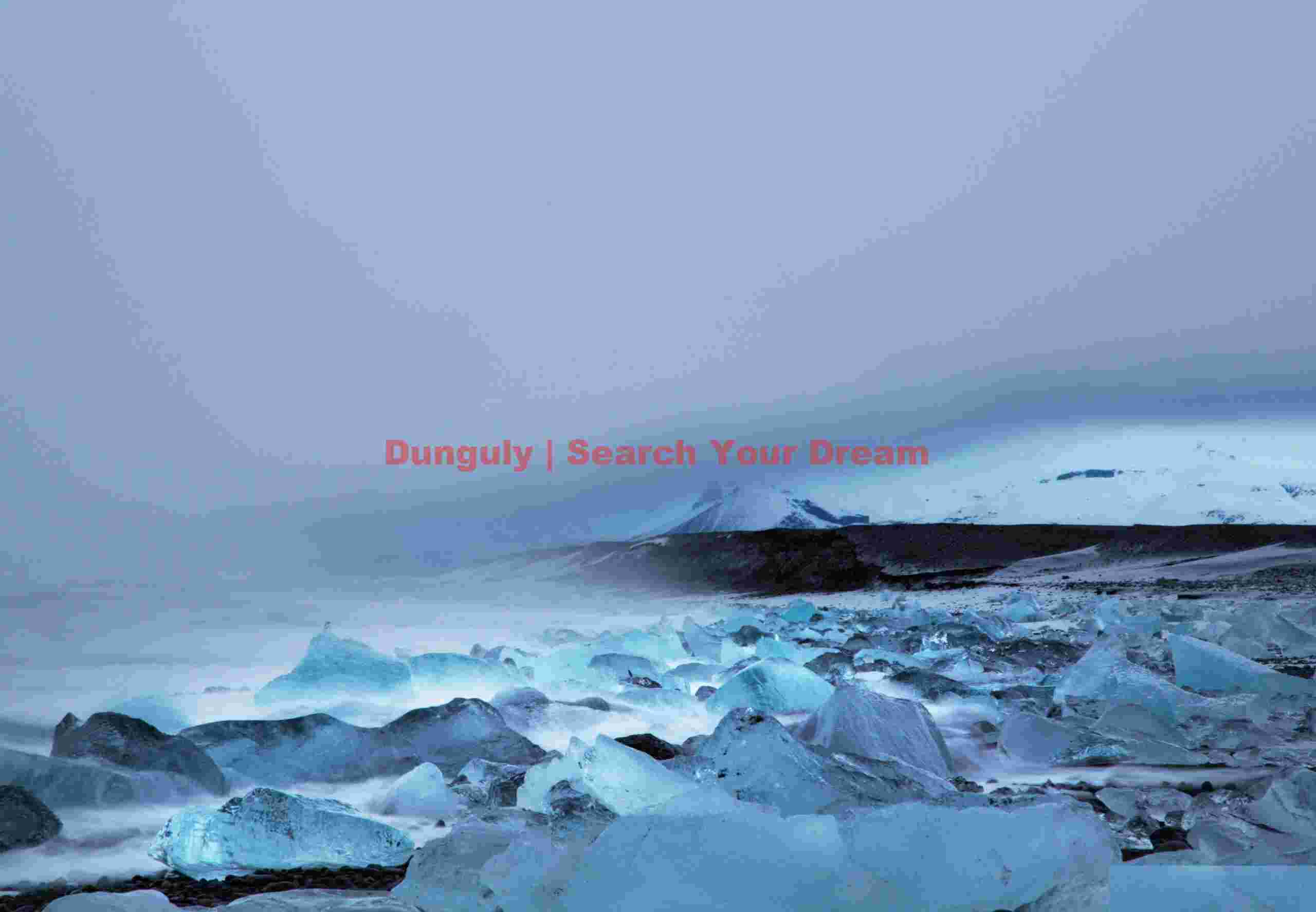 Jokelbergs and descending cloud; Jokulsa beach, South Iceland Glacial Ice Formation at Jokelbergs and descending cloud