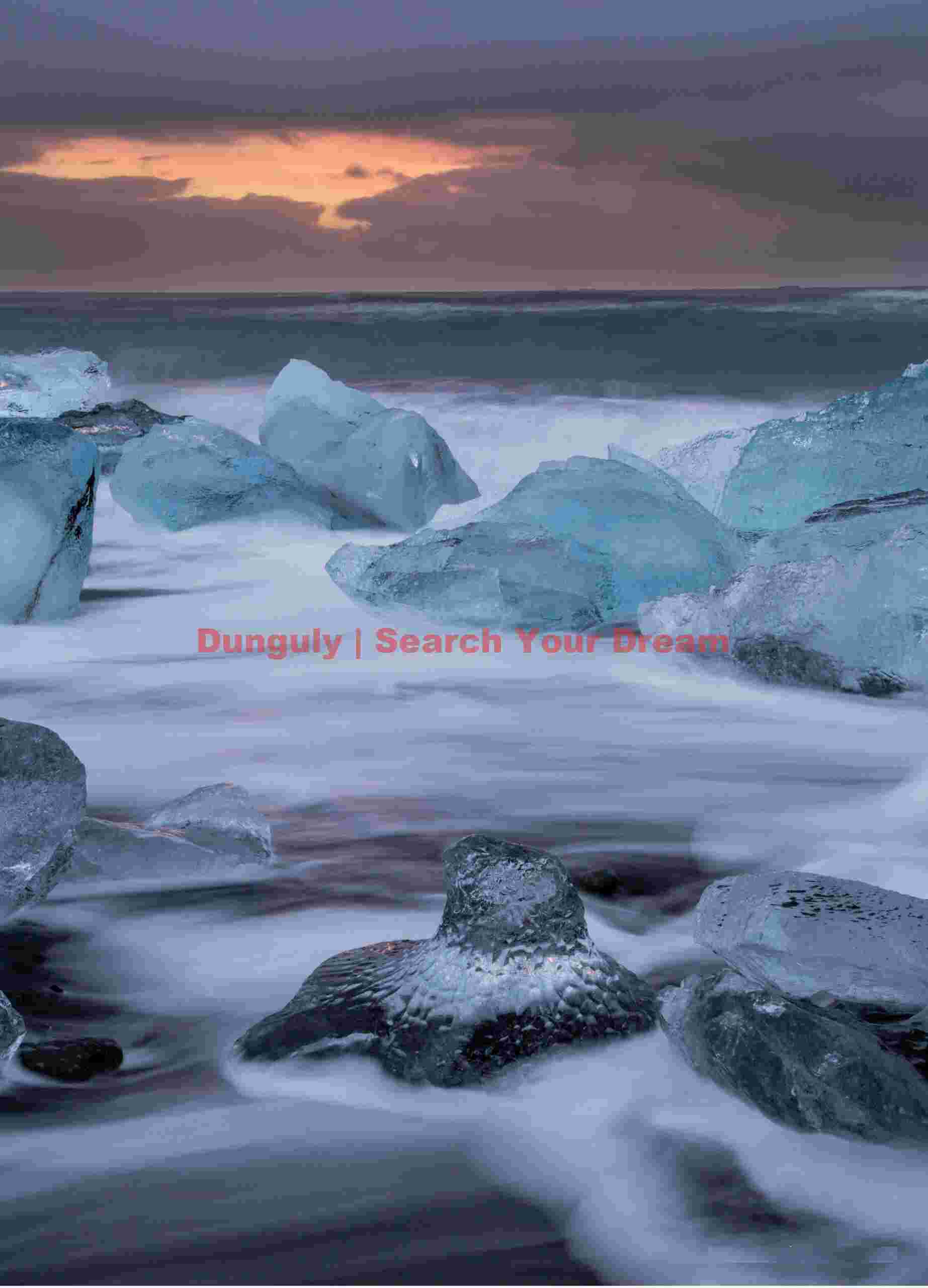 Jokelbergs with receding surf, Jokulsa beach, South Iceland Glacial Ice Formation at Jokelbergs with receding surf, Jokulsa beach, South Iceland