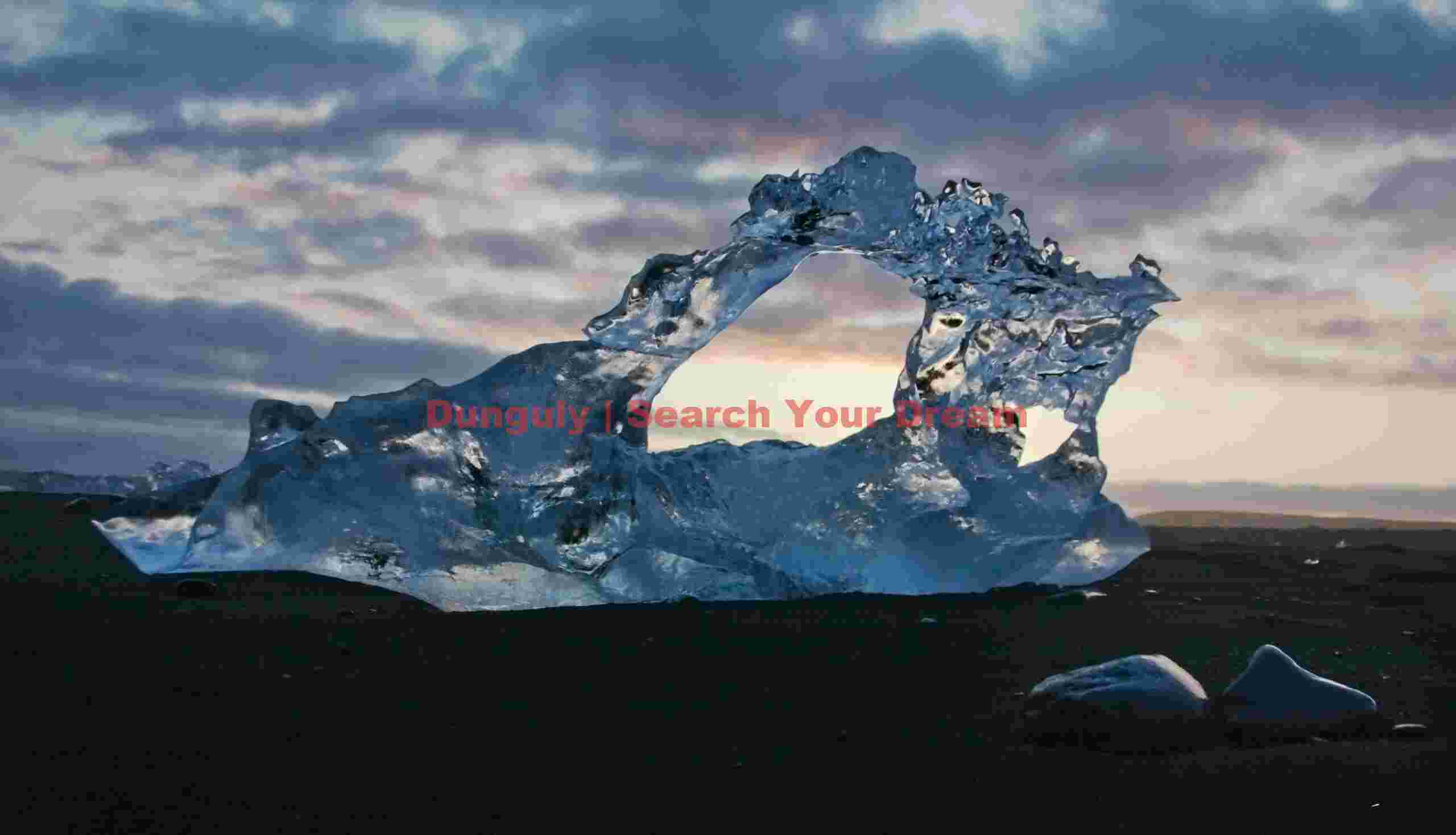 Jokulsarlon beach - ice arch Glacial Ice Formation at Jokulsarlon beach - ice arch
