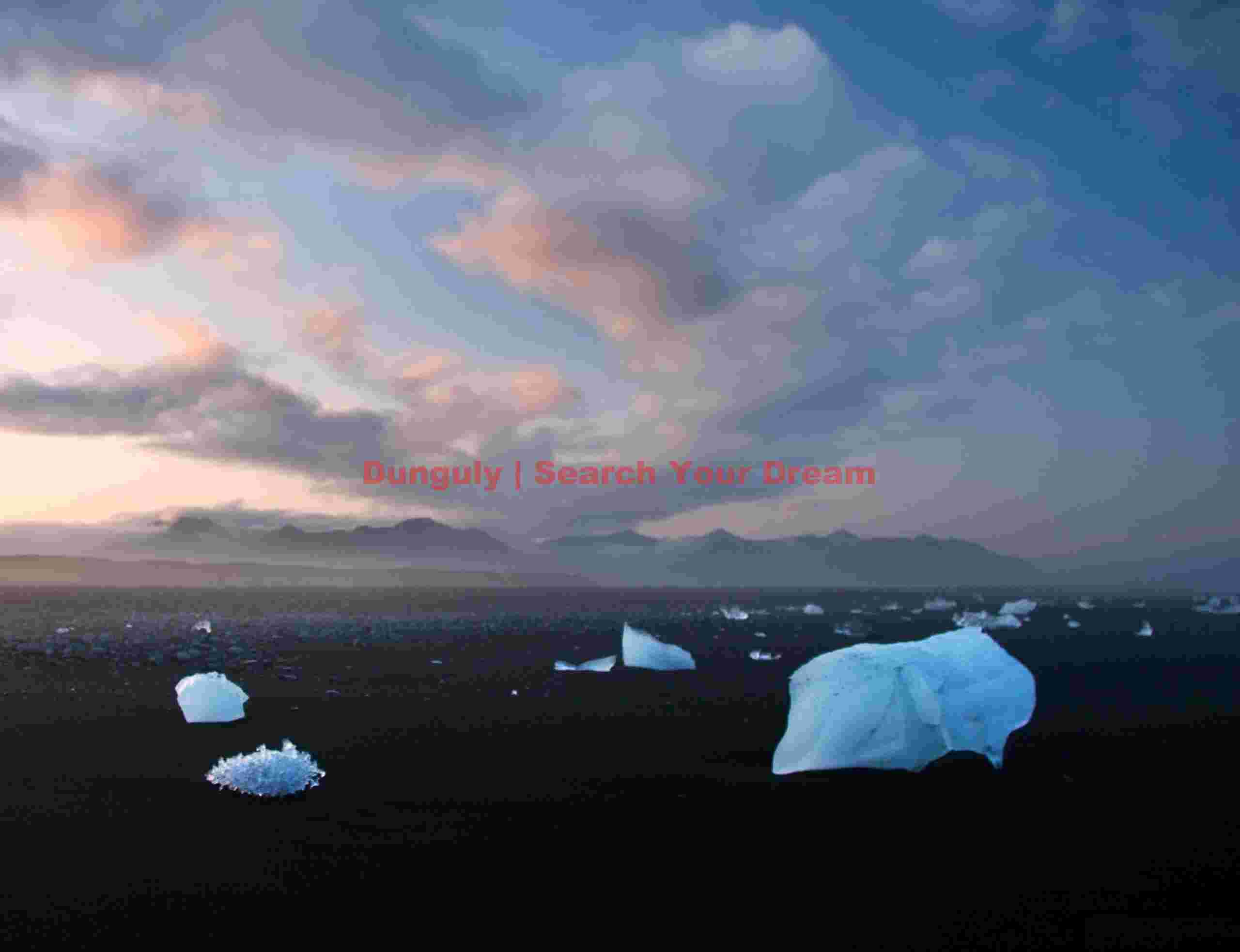 Jokulsarlon beach - sunset clouds Coastal Iceland: Jokulsarlon beach - sunset clouds