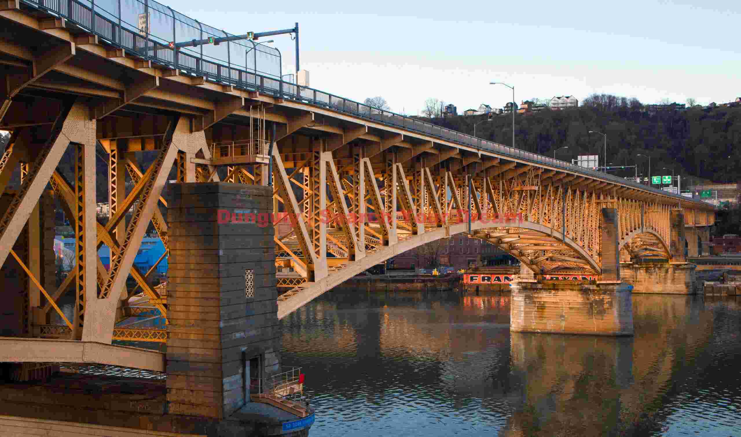 Liberty Bridge with sunrise light; Pittsburgh Liberty Bridge with Sunrise Light in Pittsburgh