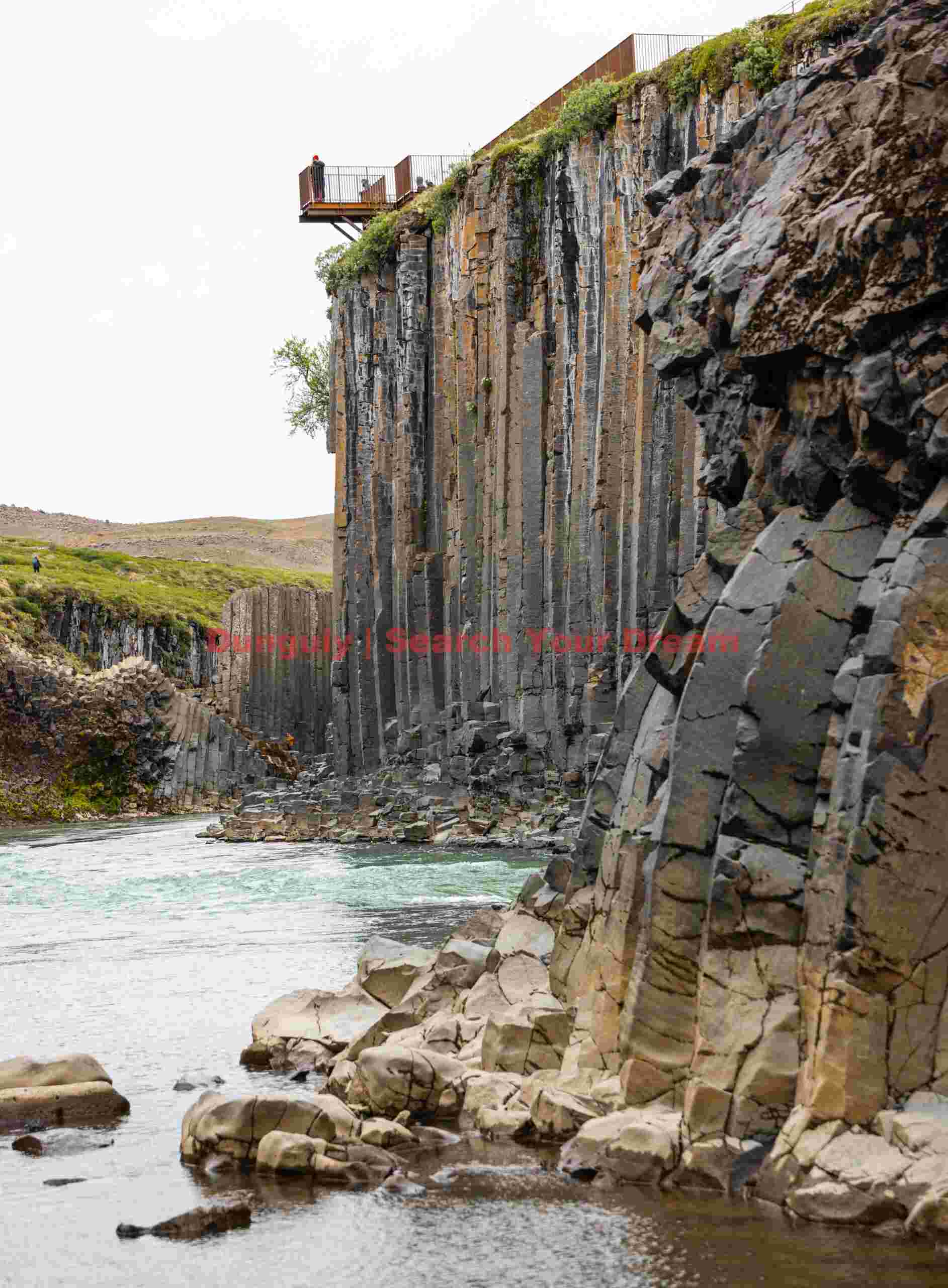 Stuðlagil Canyon - the viewing platform on the wrong side Geological Marvel: Stuðlagil Canyon - the viewing platform on the wrong side