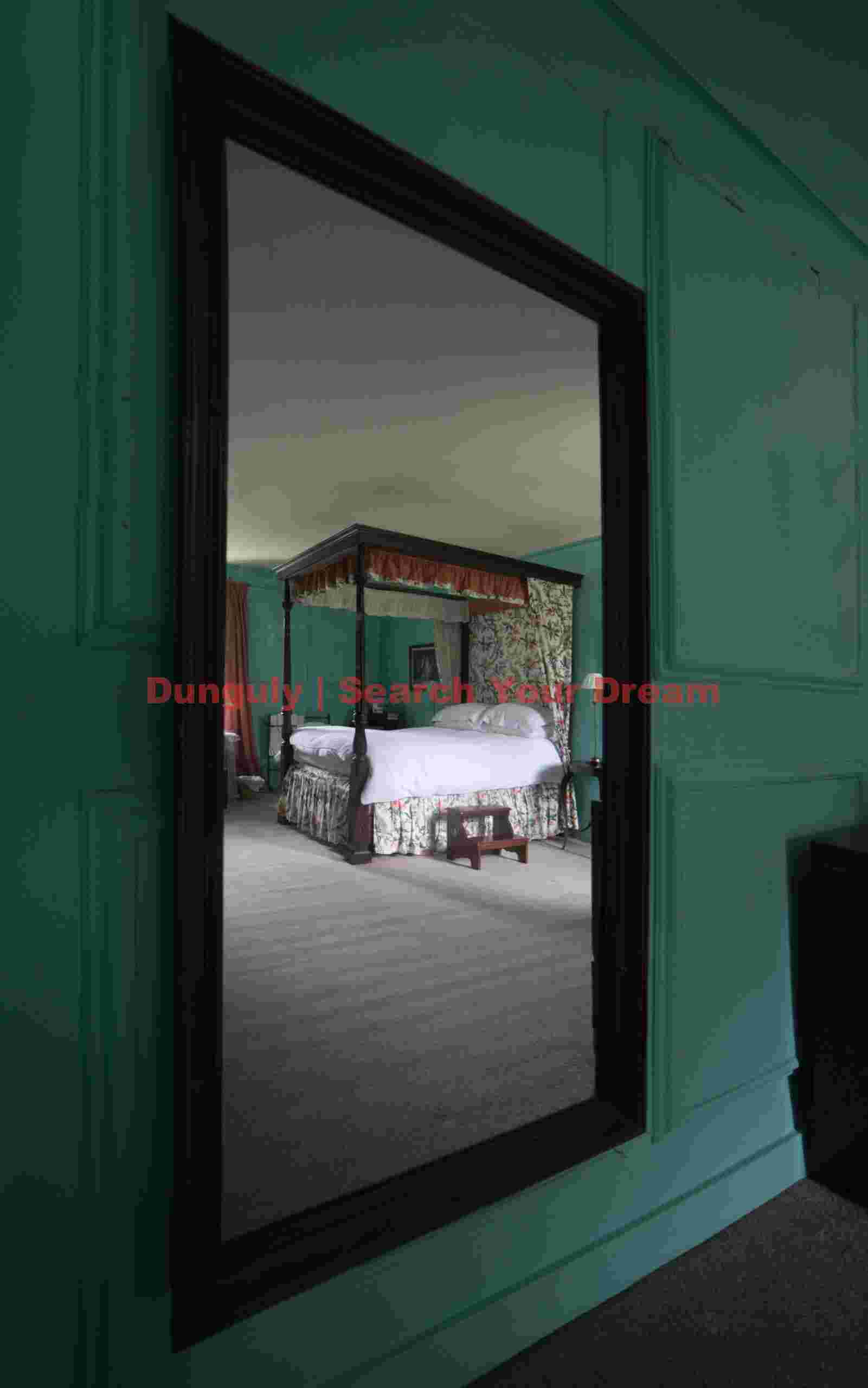 Bed reflection on mirror; Lickleyhead Castle Bed reflection on mirror