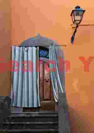 Curtained doorway