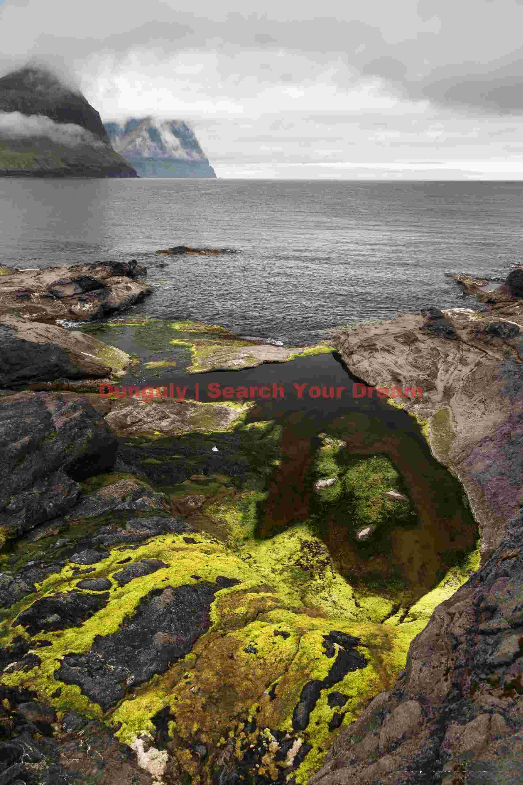 Green tide pool; Viðareiði, Faroe Islands Green tide pool