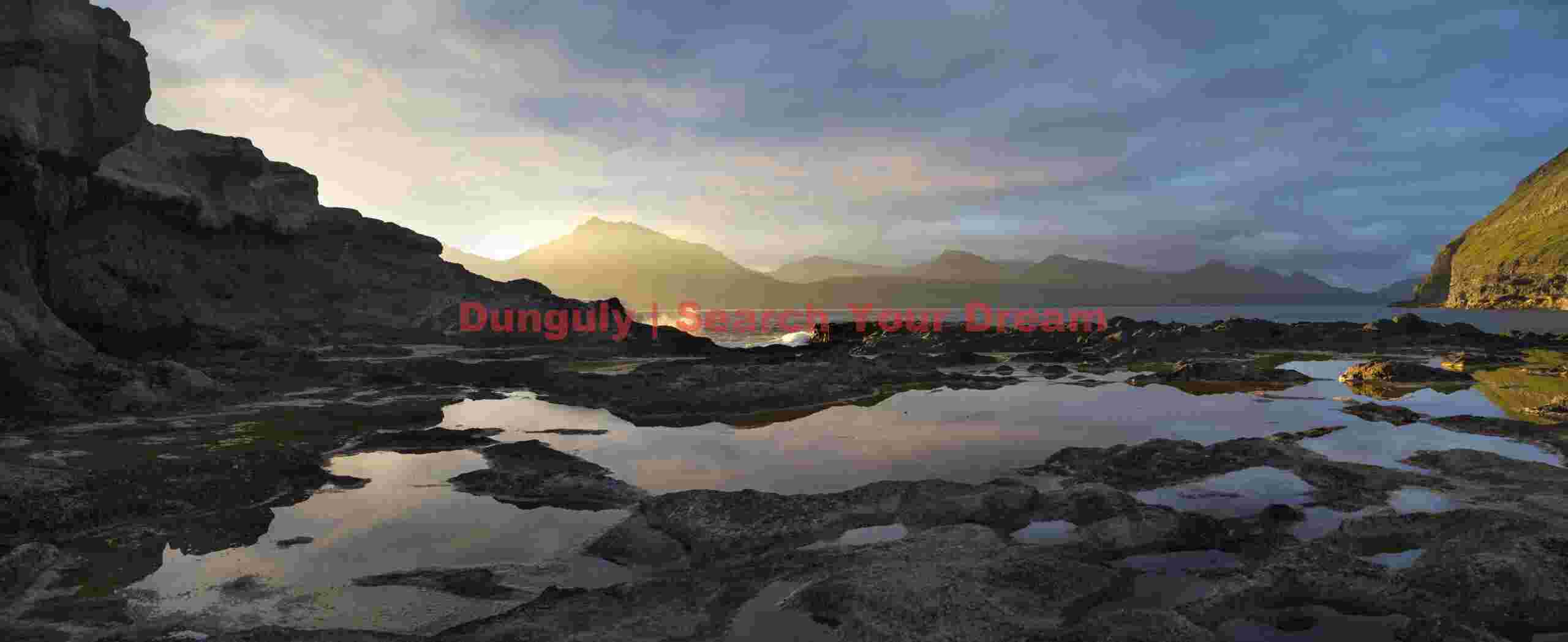 Sunrise panorama looking from Gjógv across to Kalsoy and Kunoy; Faroe Islands Sunrise panorama looking from Gjógv across to Kalsoy and Kunoy