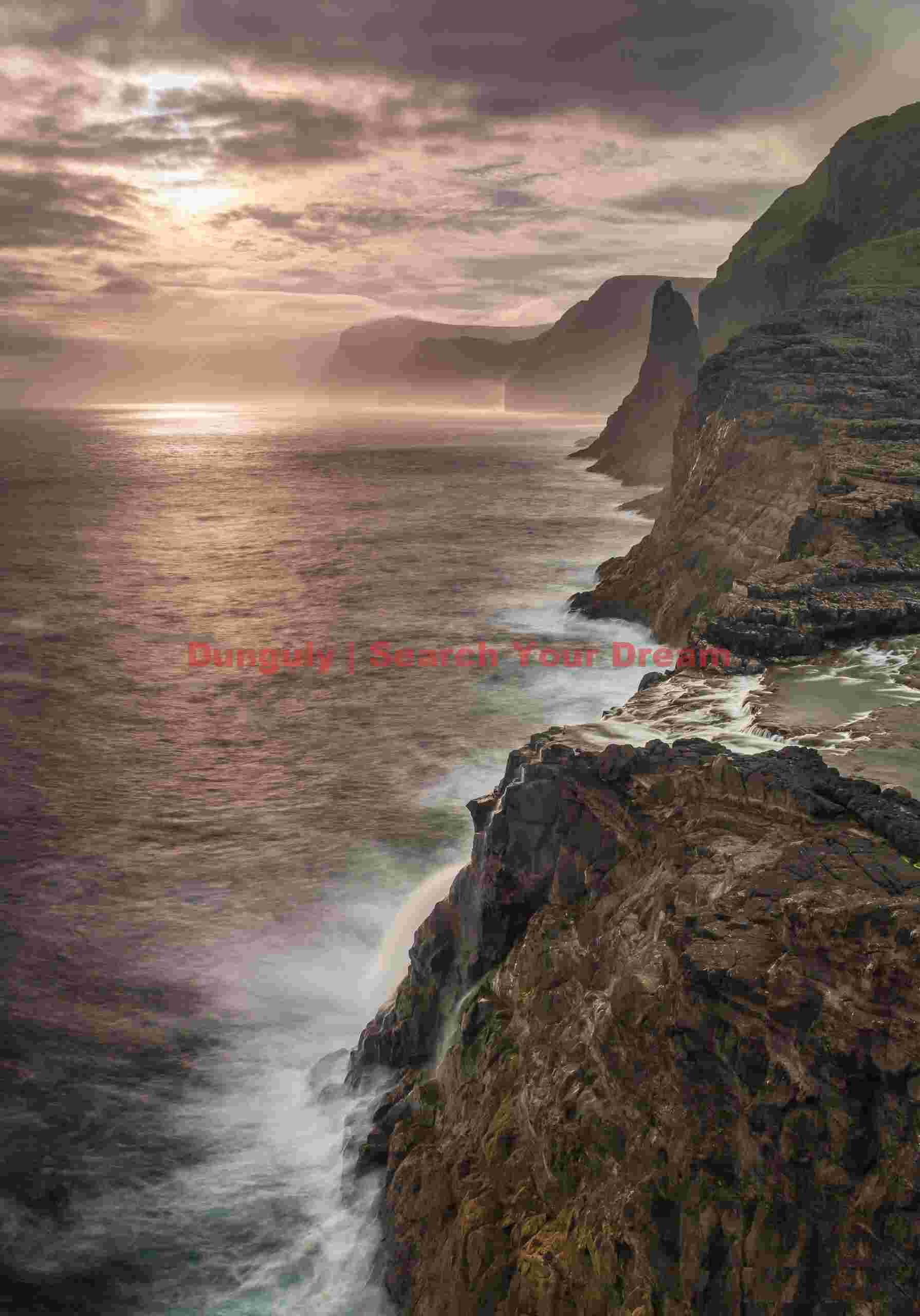 Sunset view from Traelanipa #1; Vagar, Faroe Islands Sunset view from Traelanipa #1
