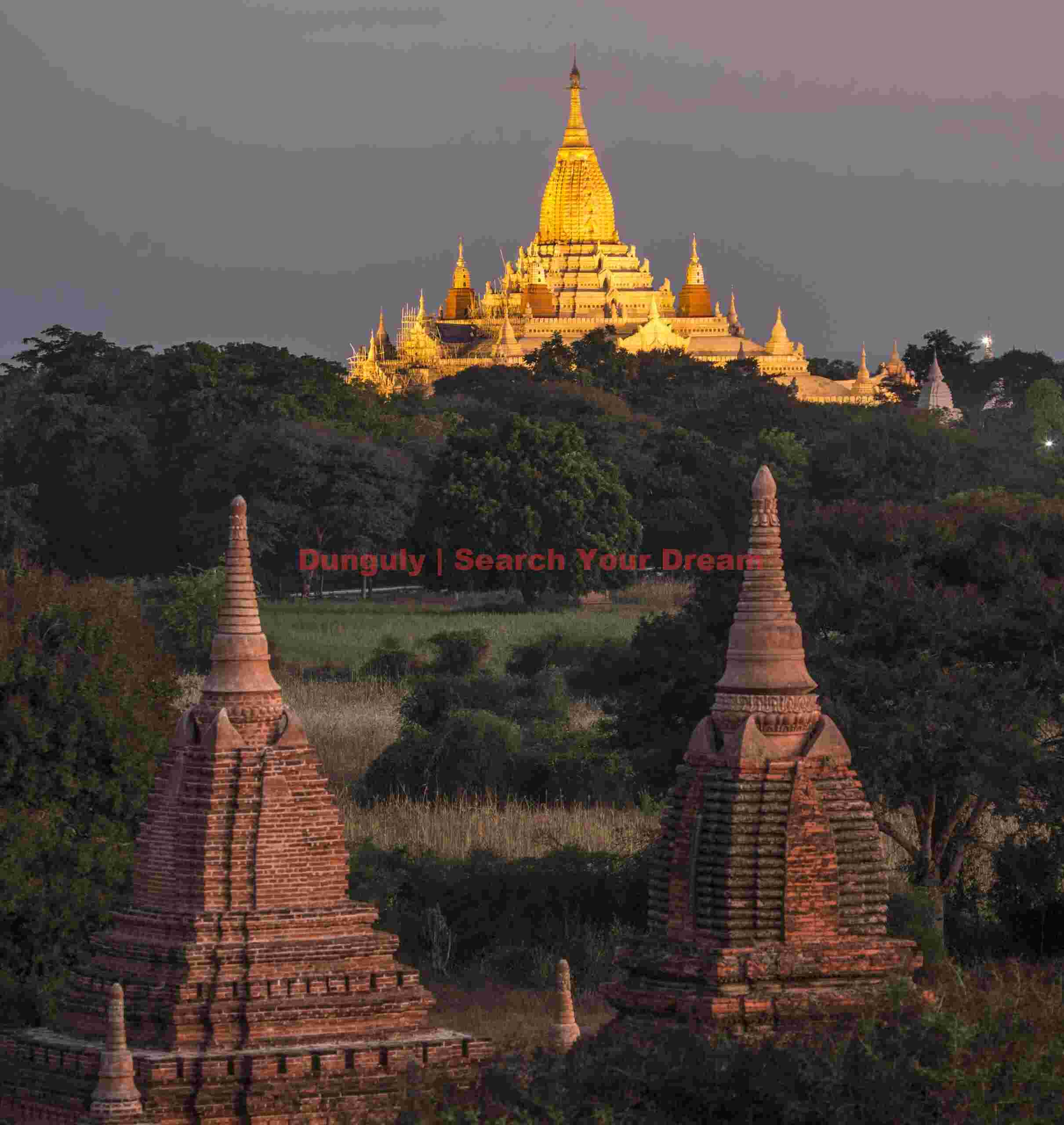Ananda Pagoda, floodlit at dawn; Bagan, Burma Ananda Pagoda, floodlit at dawn