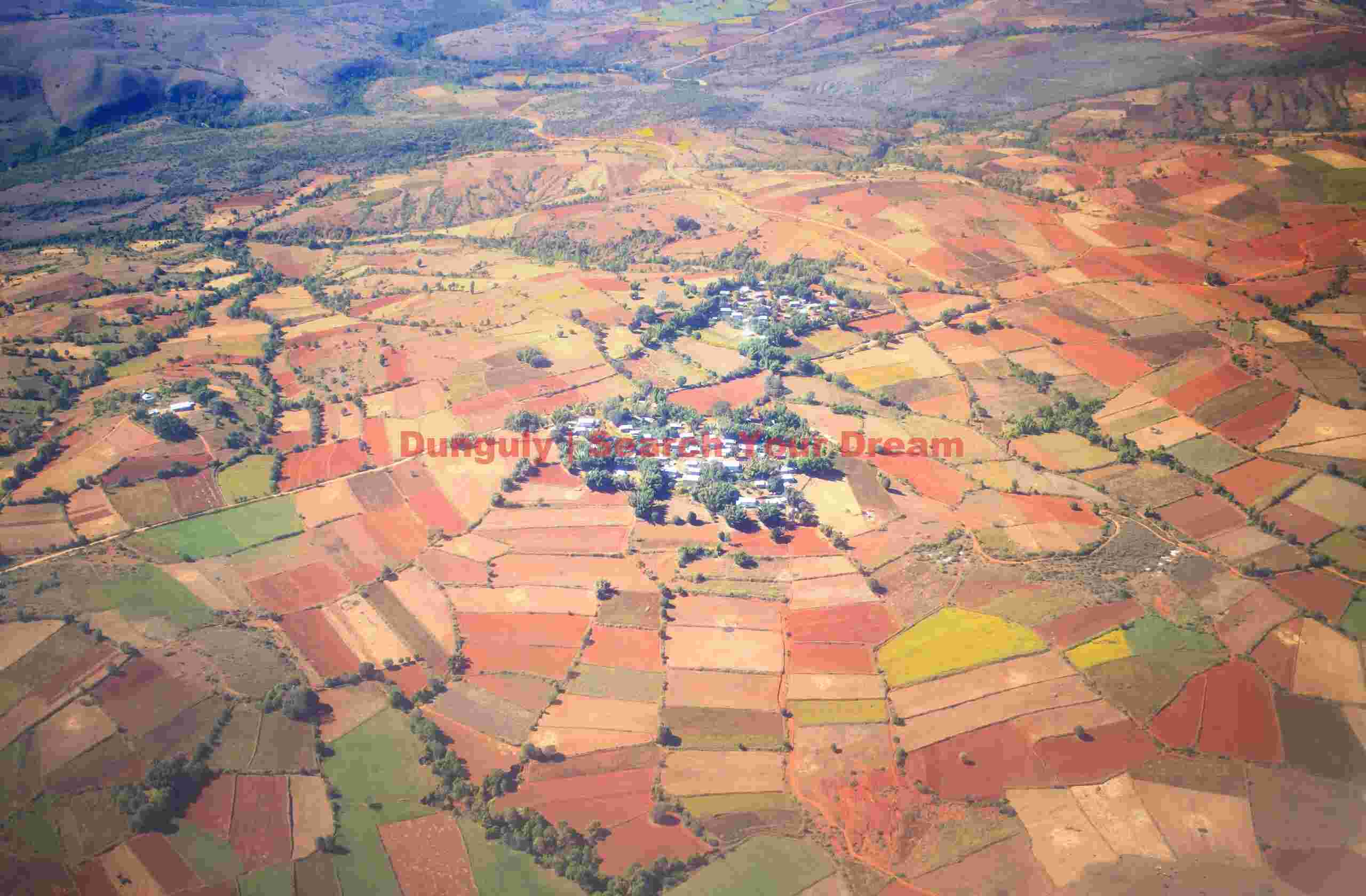 Ariel photo; Patchwork quilt of fields around Burmese village Ariel photo; Patchwork quilt of fields around Burmese village