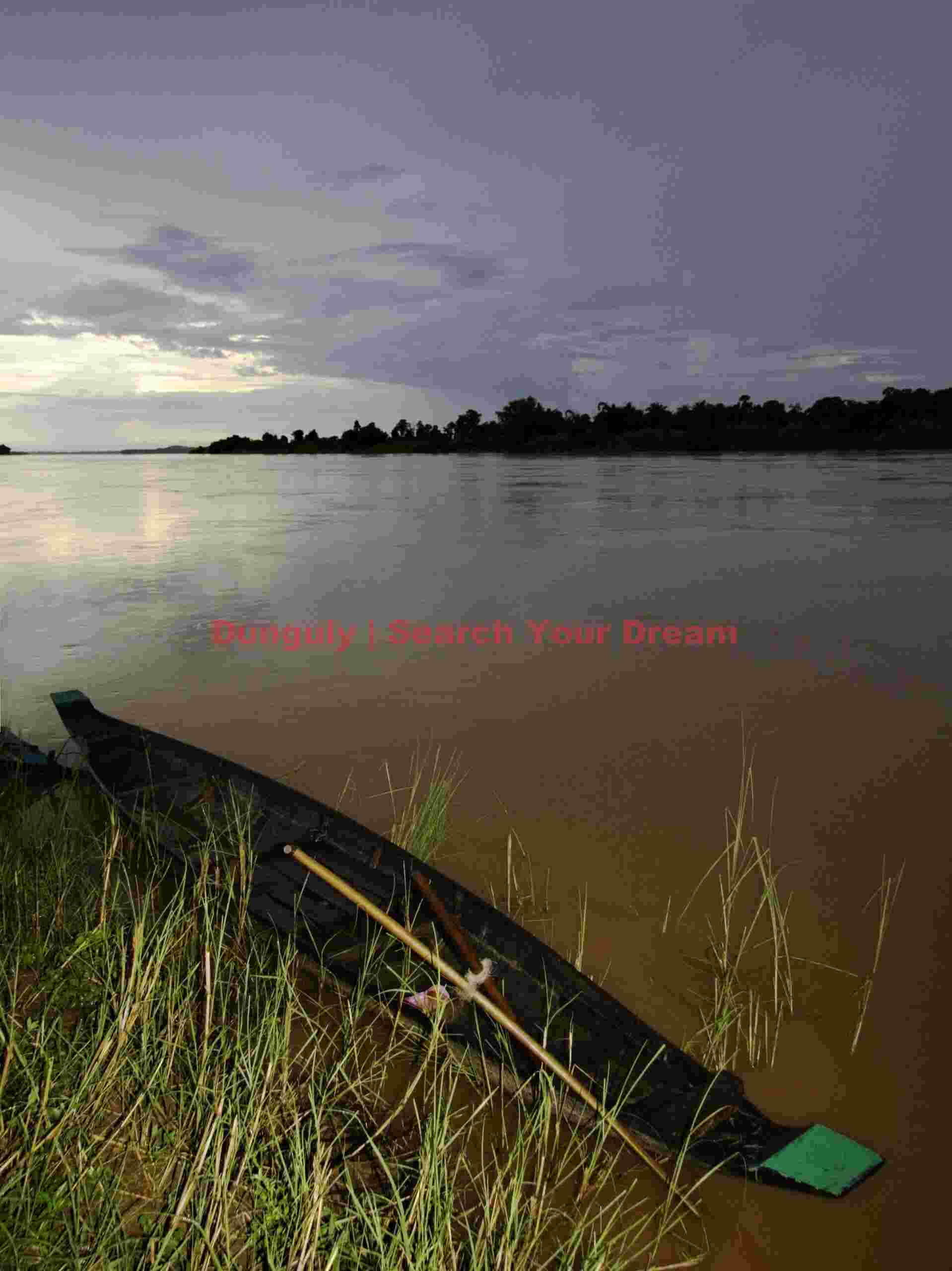 Boat at twilight , Mekong River, Laos Boat at twilight , Mekong River, Laos