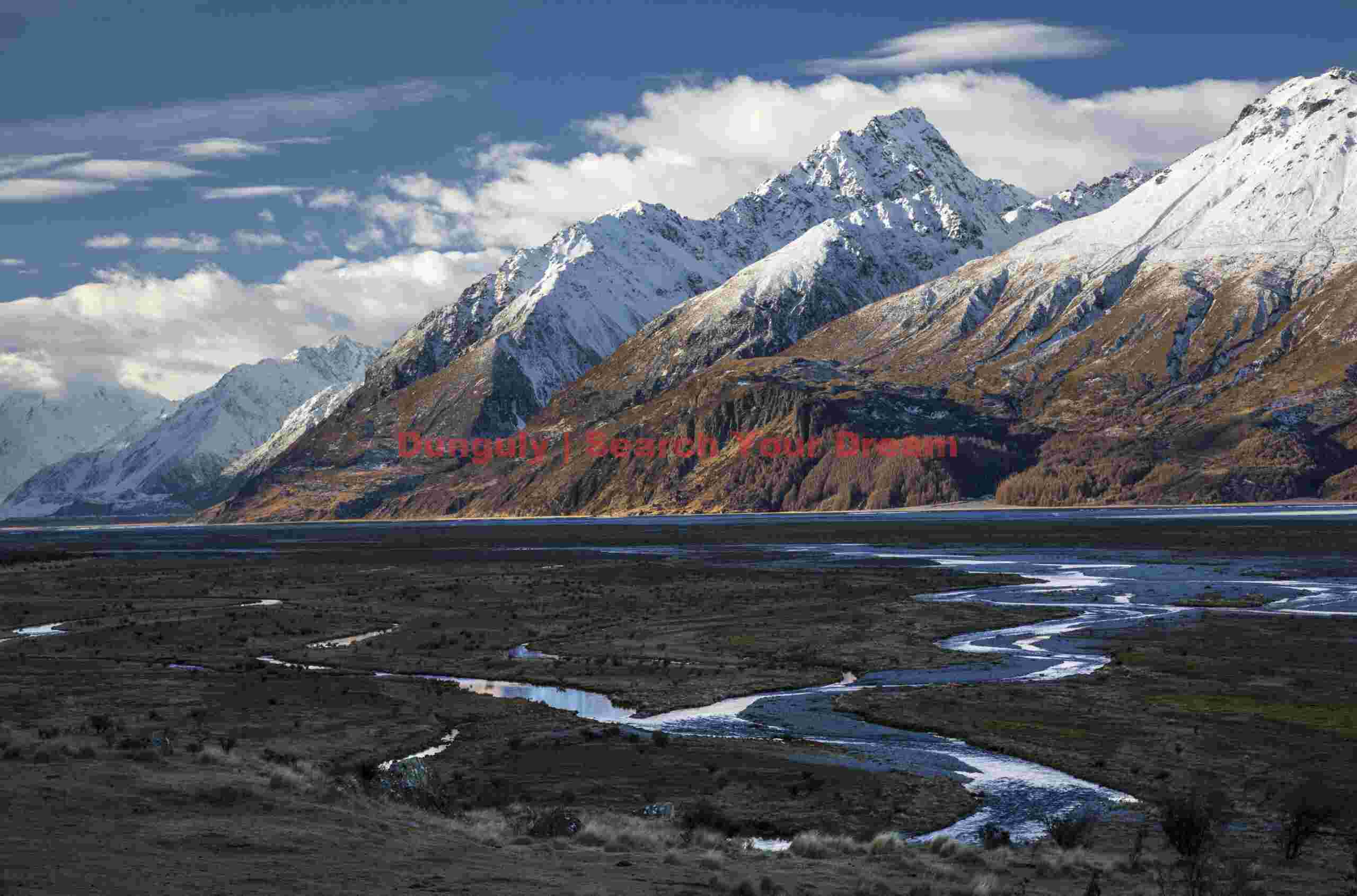 Braided Godley river above Lake Pukaki; New Zealand Braided Godley river above Lake Pukaki