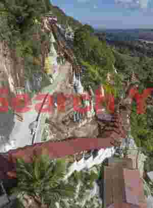 Covered walkways to the caves