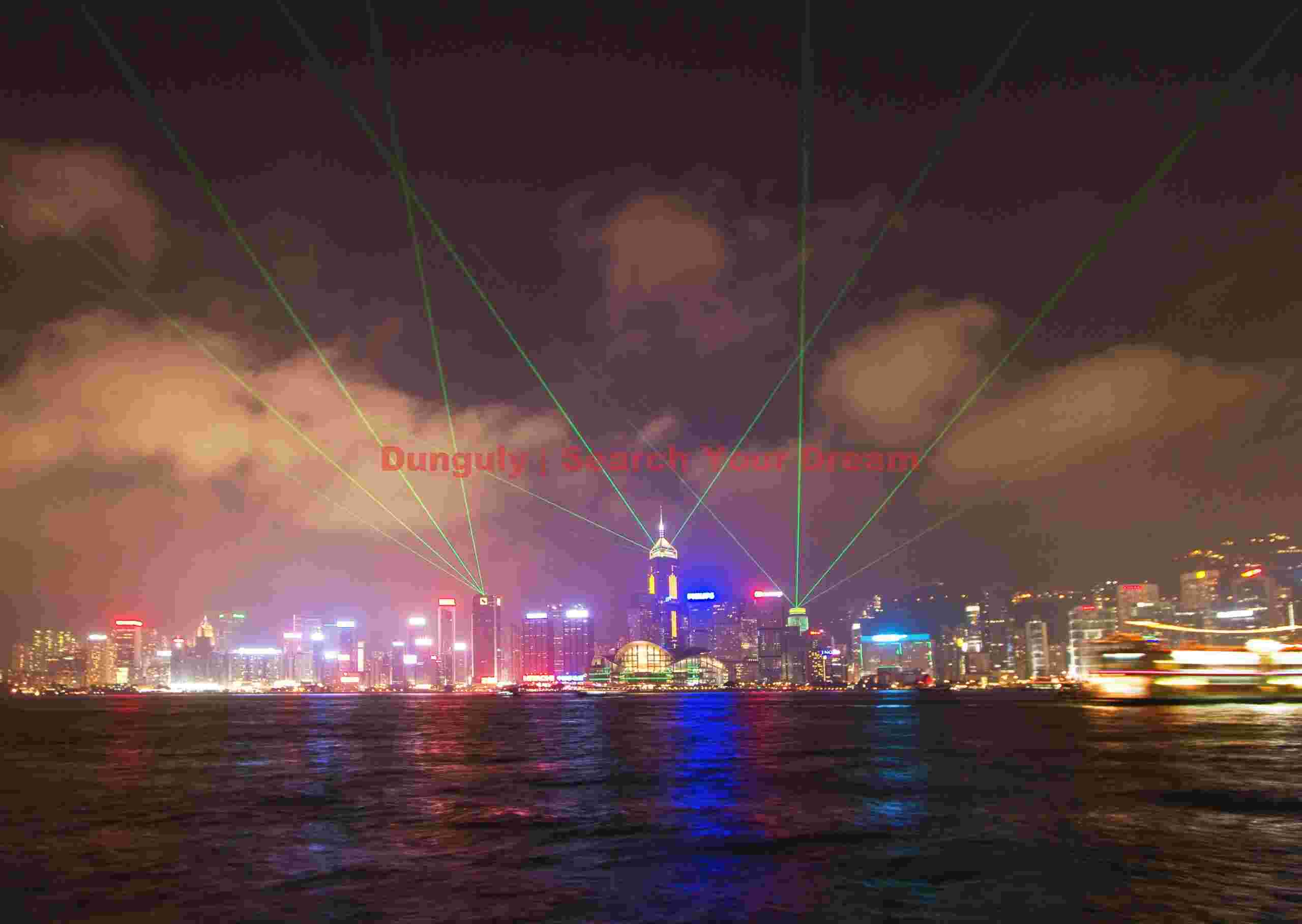 Hong Kong cityscape with laser beams Hong Kong cityscape with laser beams