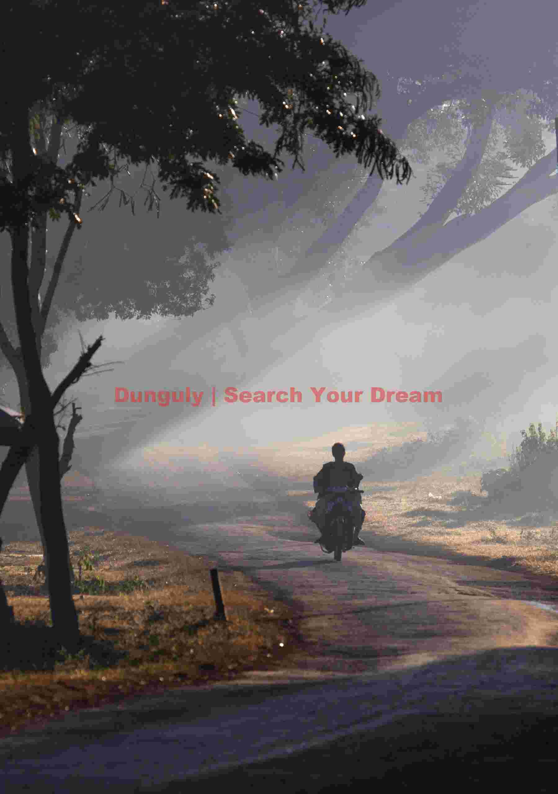 Moped rider on a misty morning by the lake; Pindaya, Burma Moped rider on a misty morning by the lake