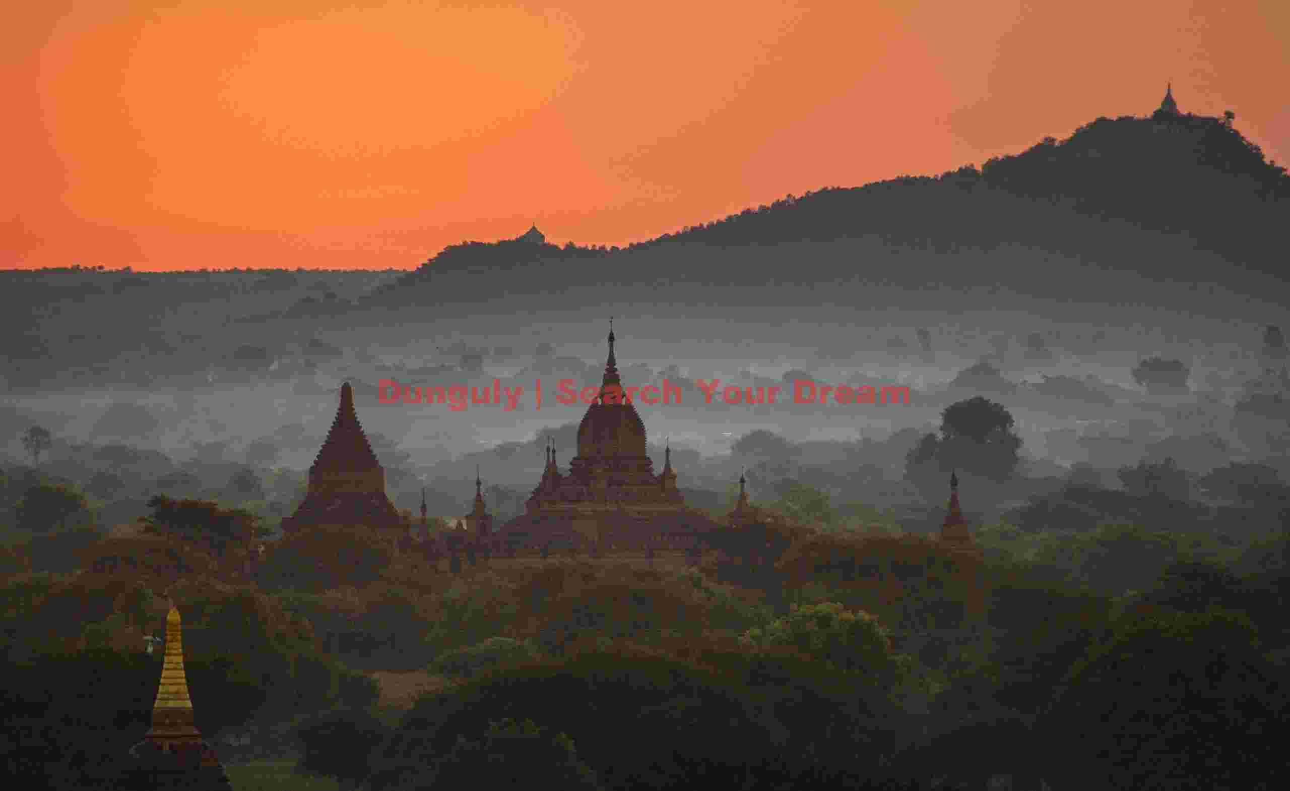 Orange sky over Bagan; Burma Orange sky over Bagan