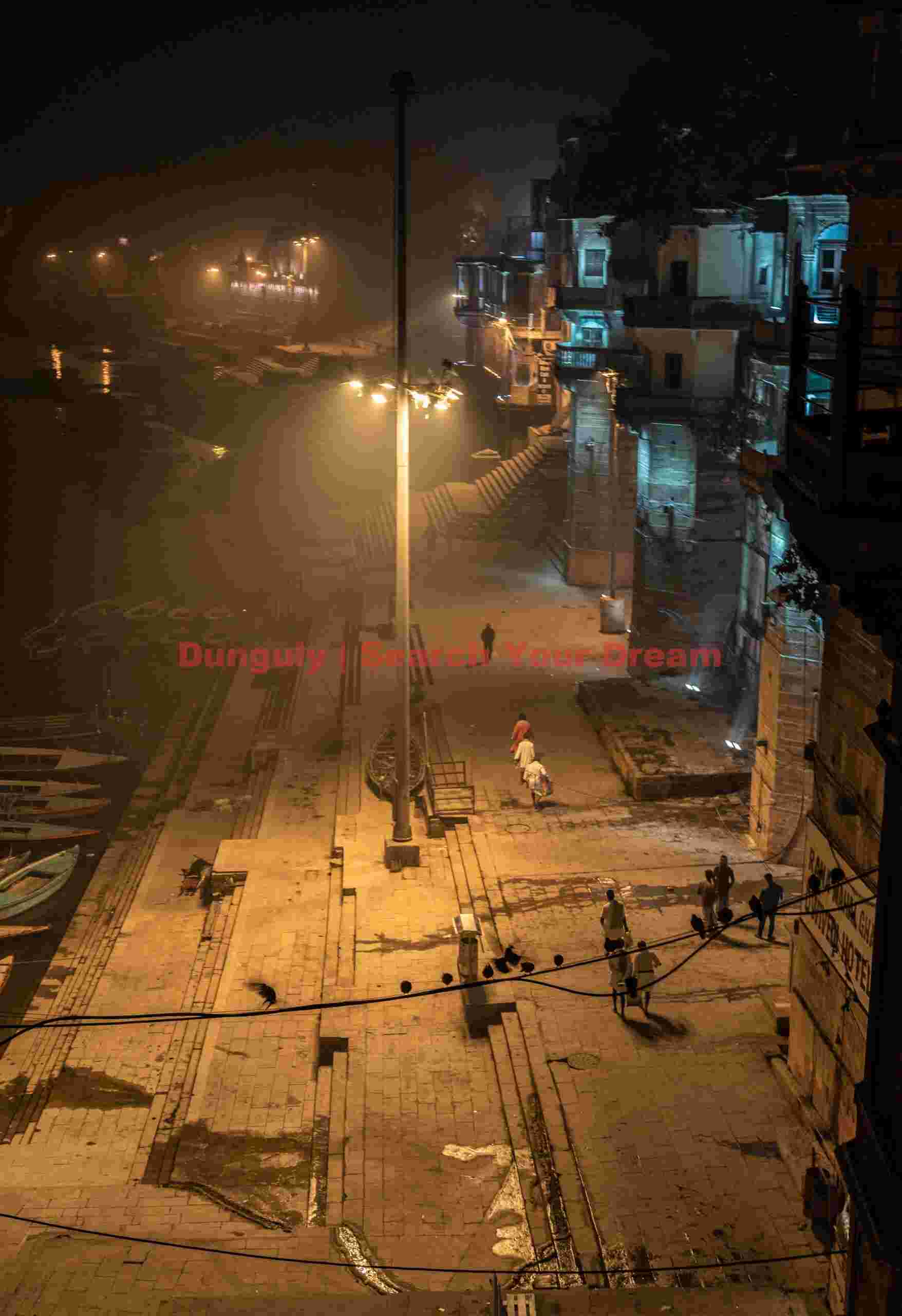 View along the ghats before dawn; Varanasi View along the ghats before dawn