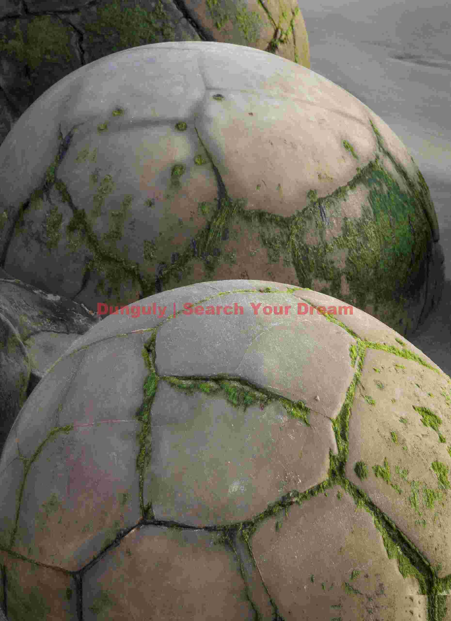 World Cup footballs; Moeraki Boulders, New Zealand World Cup footballs