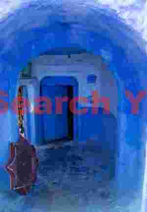 Blue door in blue archway