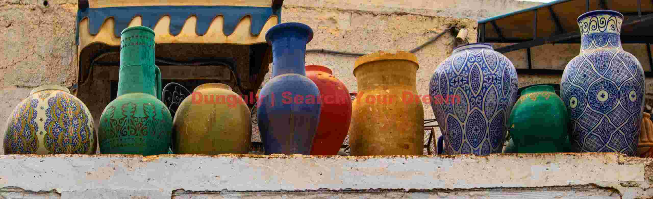 Colored vases; Fez, Morocco Colored vases