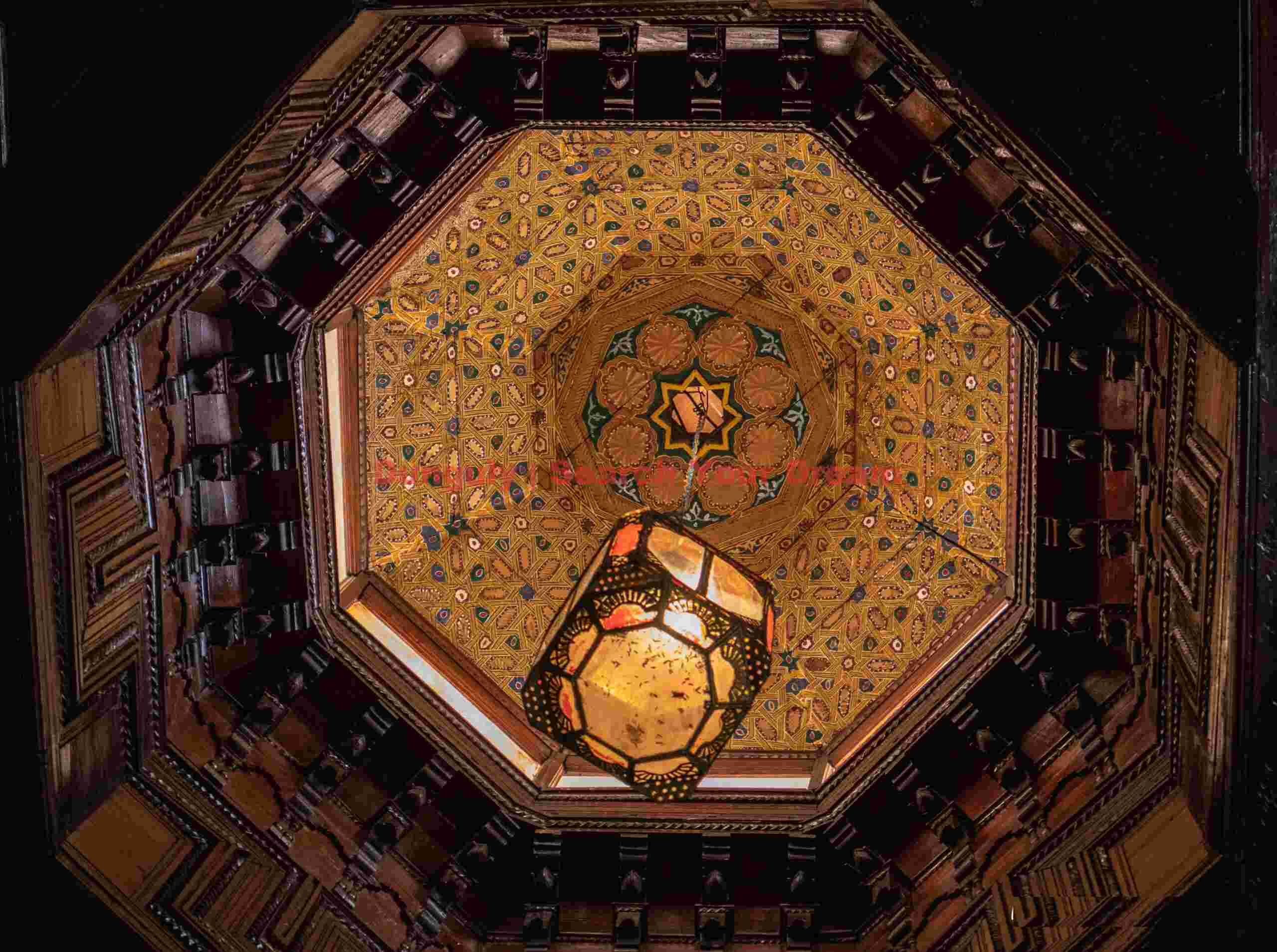 Orange octagonal ceiling pattern; Morocco Orange octagonal ceiling pattern
