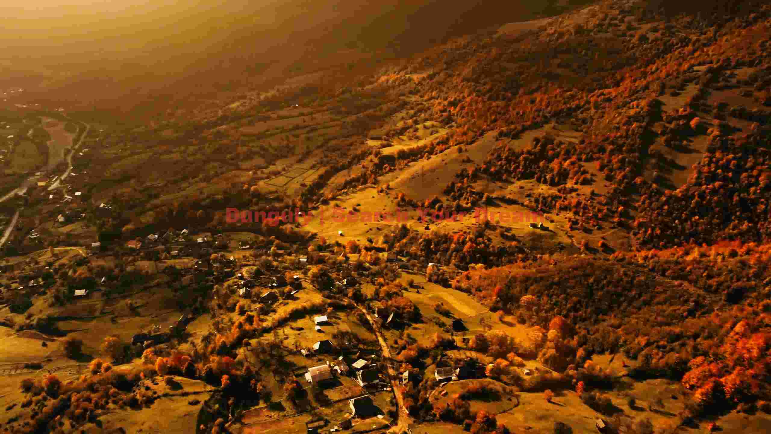 golden autumn hues mountain village at sunset golden autumn hues mountain village at sunset