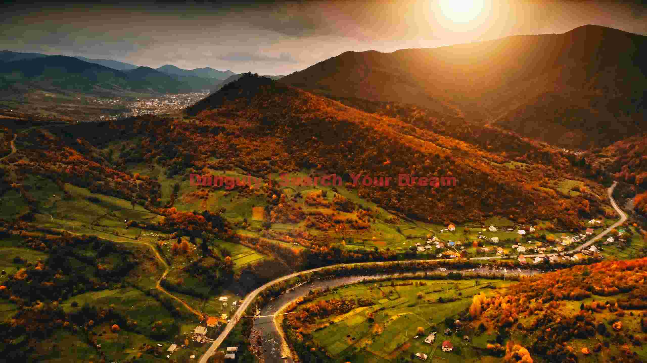 golden autumn sunset in a mountain valley golden autumn sunset in a mountain valley