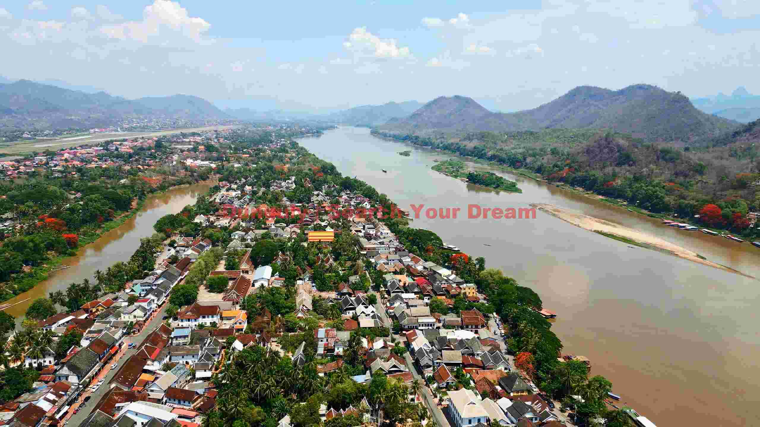 luang prabang confluence of rivers aerial view luang prabang confluence of rivers aerial view