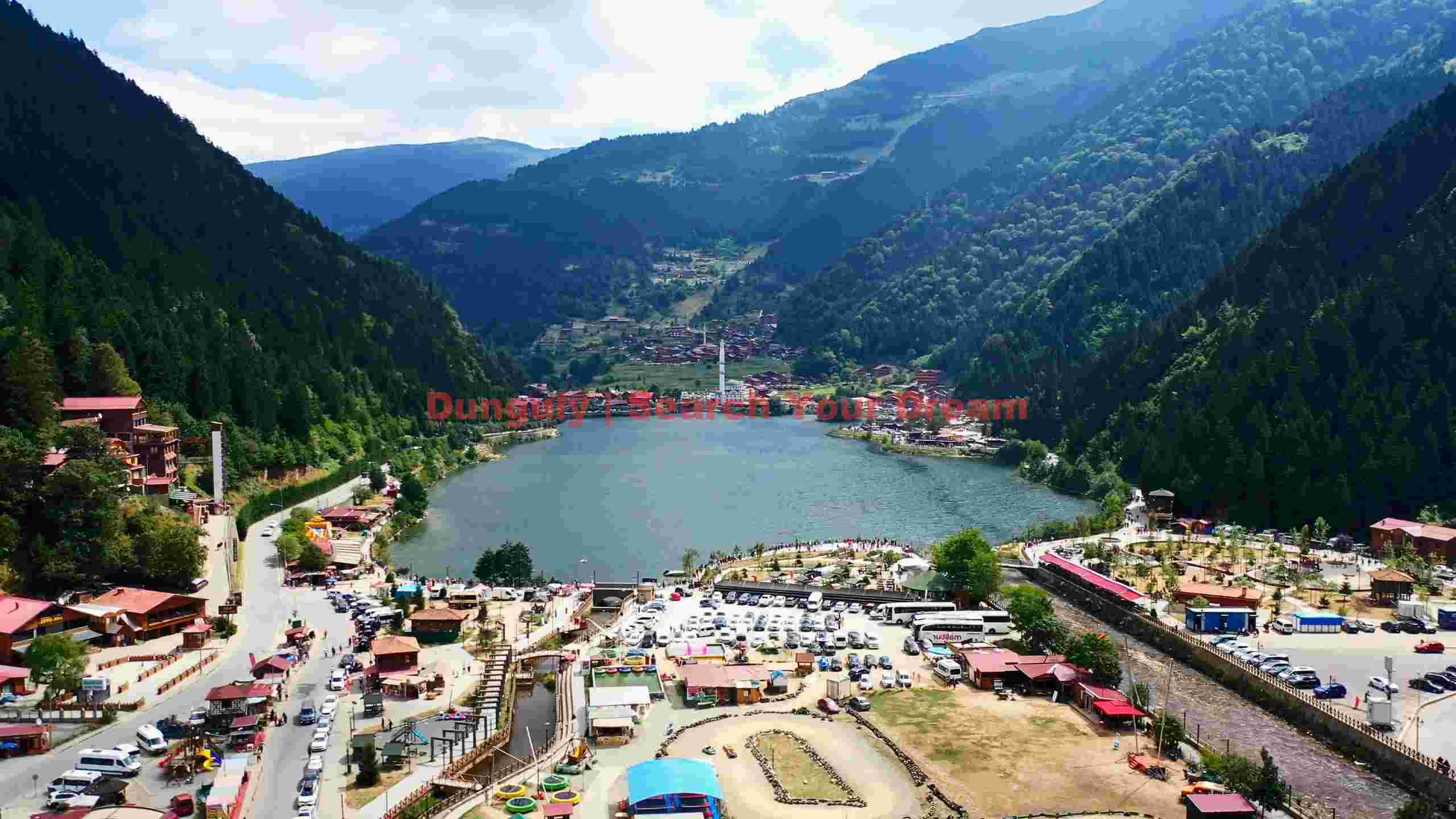uzungyl lake and mountain village panorama uzungyl lake and mountain village panorama