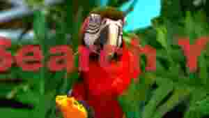 vibrant macaw parrot enjoying tropical fruit