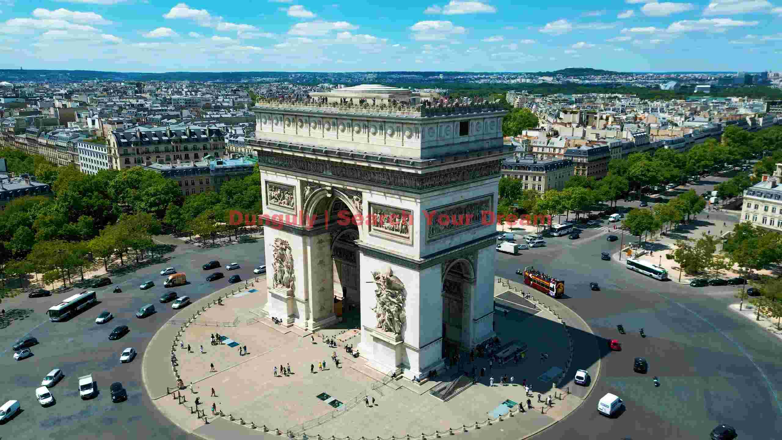 aerial grandeur of arc de triomphe in paris aerial grandeur of arc de triomphe in paris