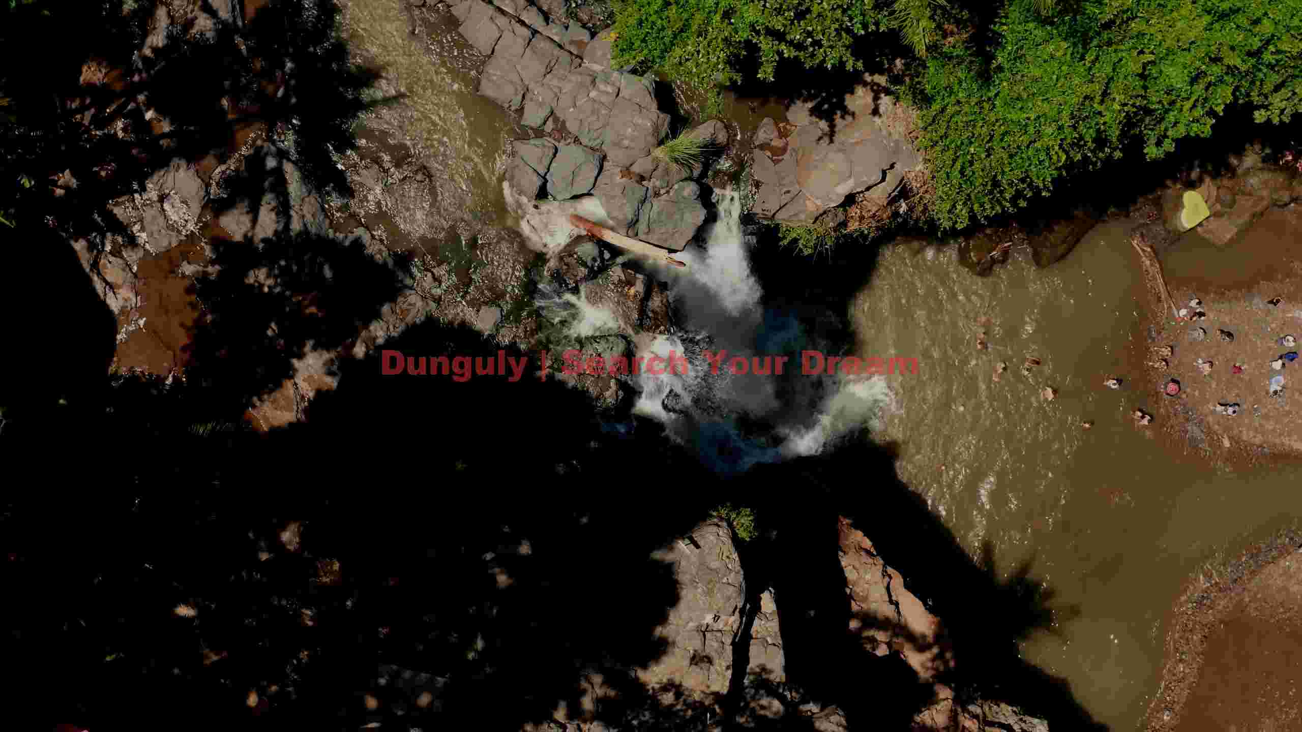 aerial view river waterfall recreation spot aerial view river waterfall recreation spot