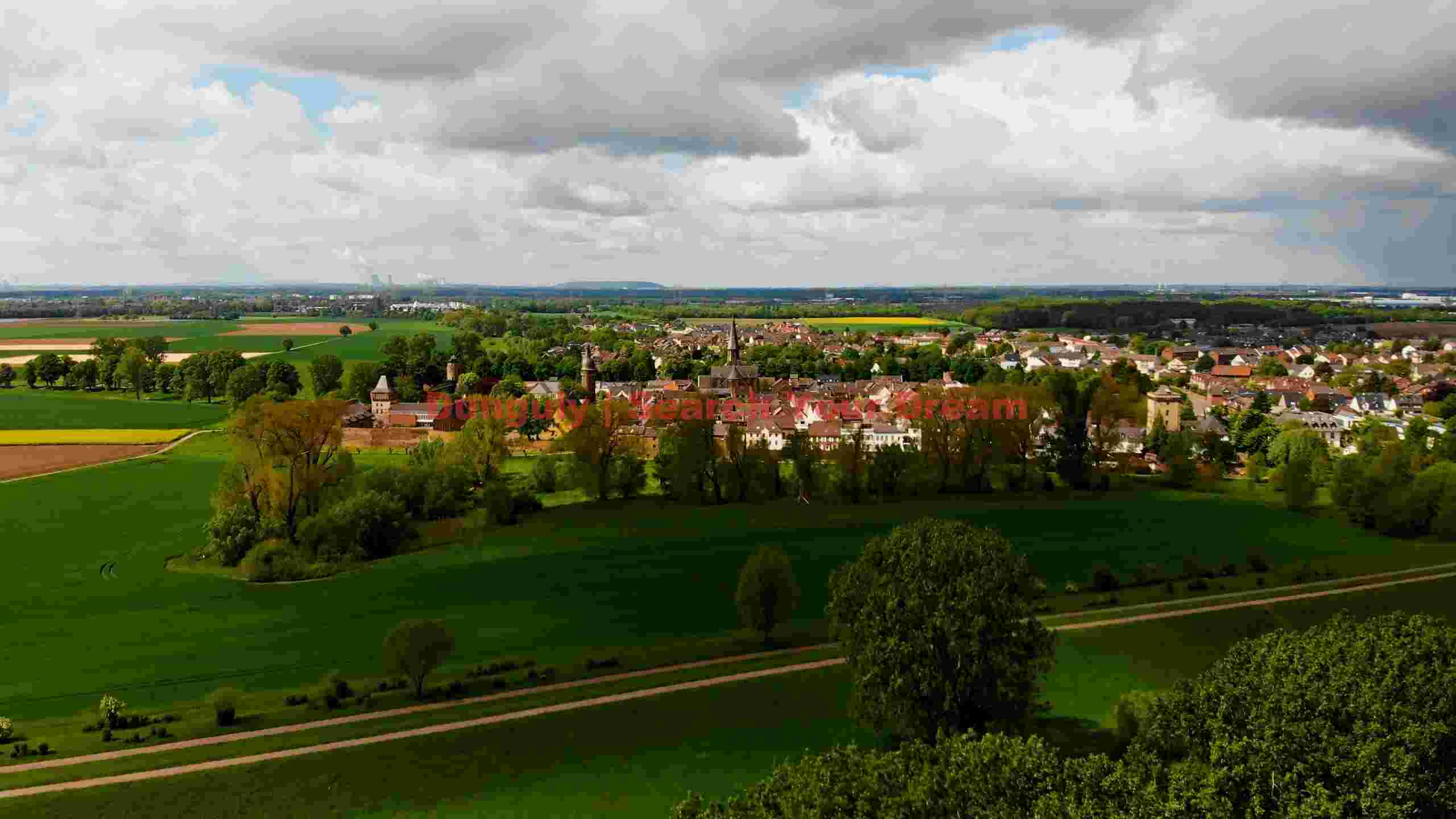 aerial view of a german village and rural landscape aerial view of a german village and rural landscape