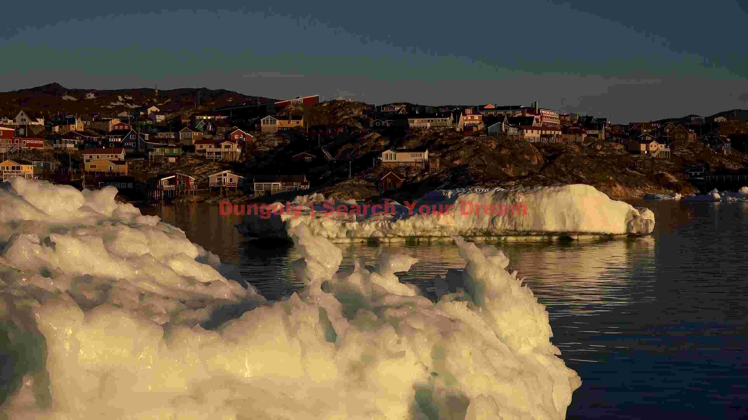 arctic village and golden icebergs arctic village and golden icebergs