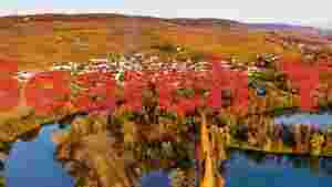 At Home autumn splendor village vineyards and river
